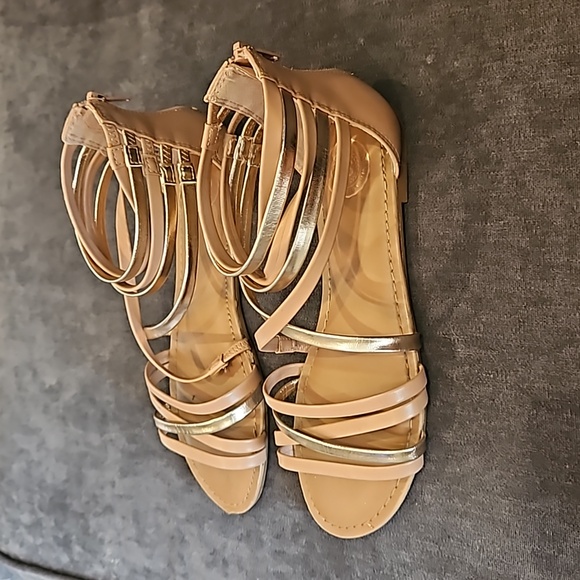 Tan & Rose Gold Gladiator Sandals - Picture 3 of 6